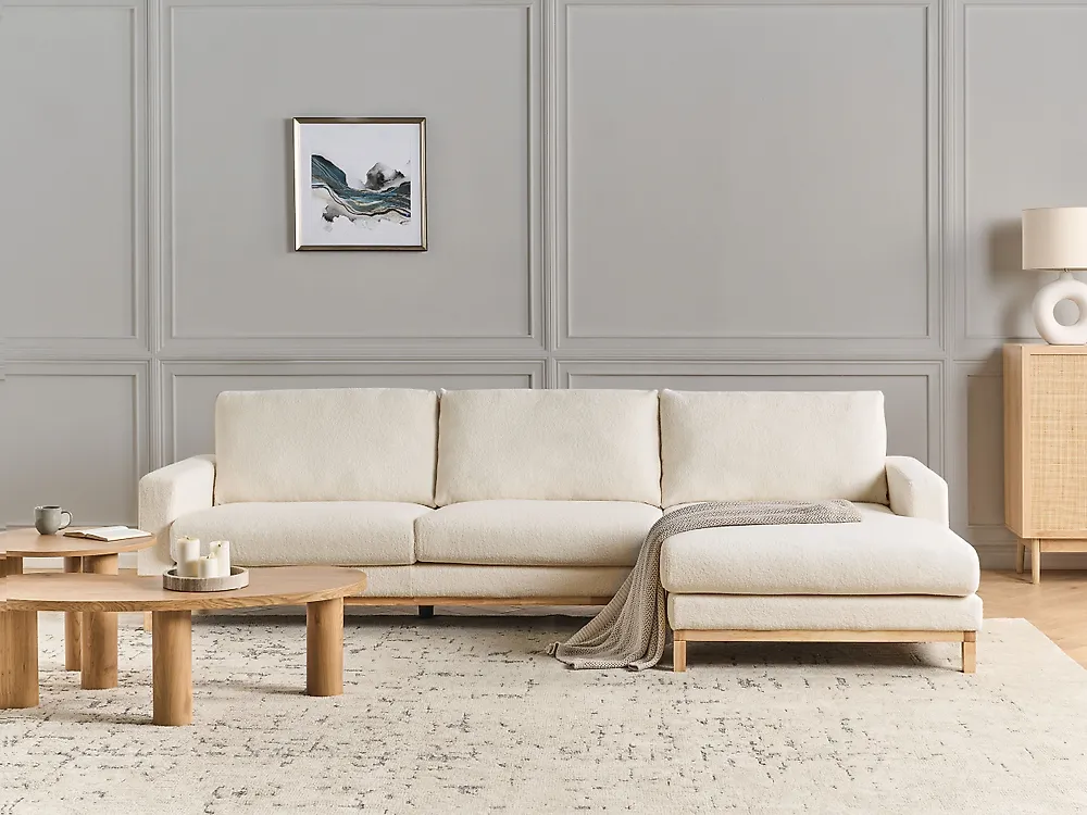 Corner Sofa SIGGARD Boucle White Left Hand_1183569