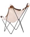 Fauteuil papillon effet peau de vache blanche / marron NYBRO_788682