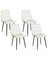 Lot de 4 chaises de salle à manger en velours blanc cassé POWELL_929238