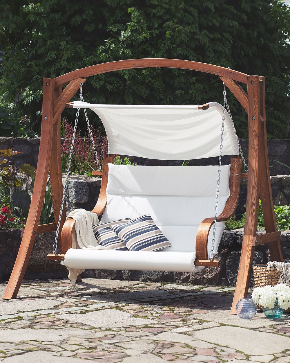 Patio Swing APRILIA Wood Dark Wood Beliani.es