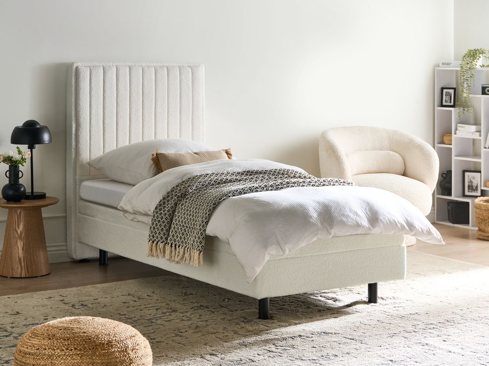 Cama ajustable Bouclé DUKE II 90 x 200 cm Blanco crema
