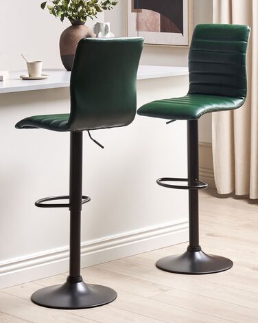 Set of 2 Bar Stools Faux Leather Green LUCERNE II