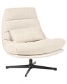 Fauteuil avec repose-pieds pivotant en tissu beige TOVIK_923359