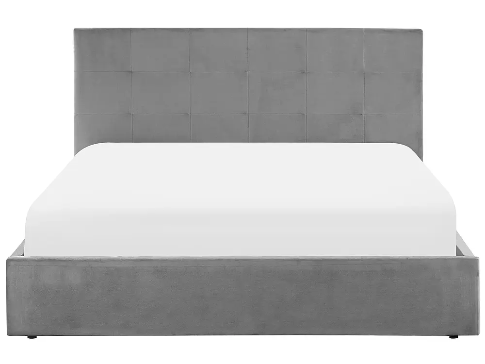 Bett mit Stauraum LORIENT Samtstoff Hellgrau 160 x 200 cm_827079