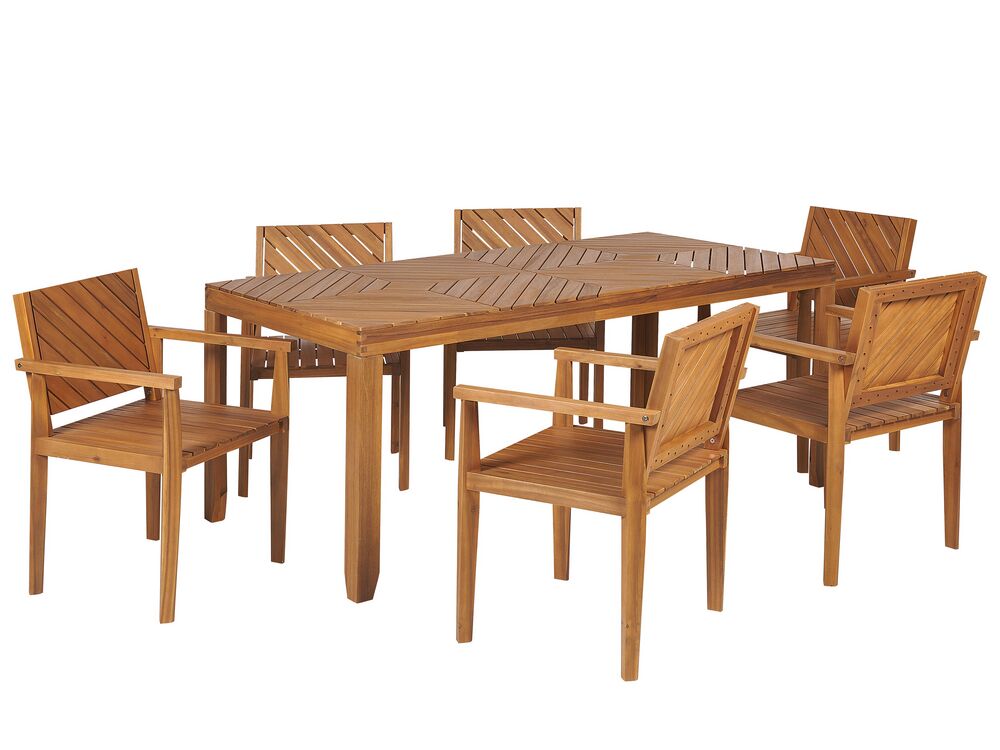 Conjunto de comedor exterior 6 plazas BARATTI Madera de acacia Marrón