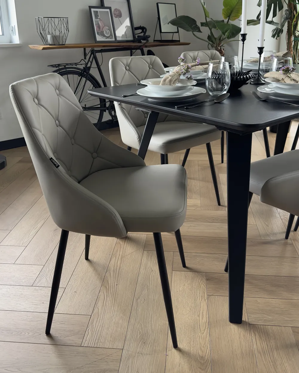 Set of 2 Dining Chairs VALERIE Faux Leather Light Grey_1012484