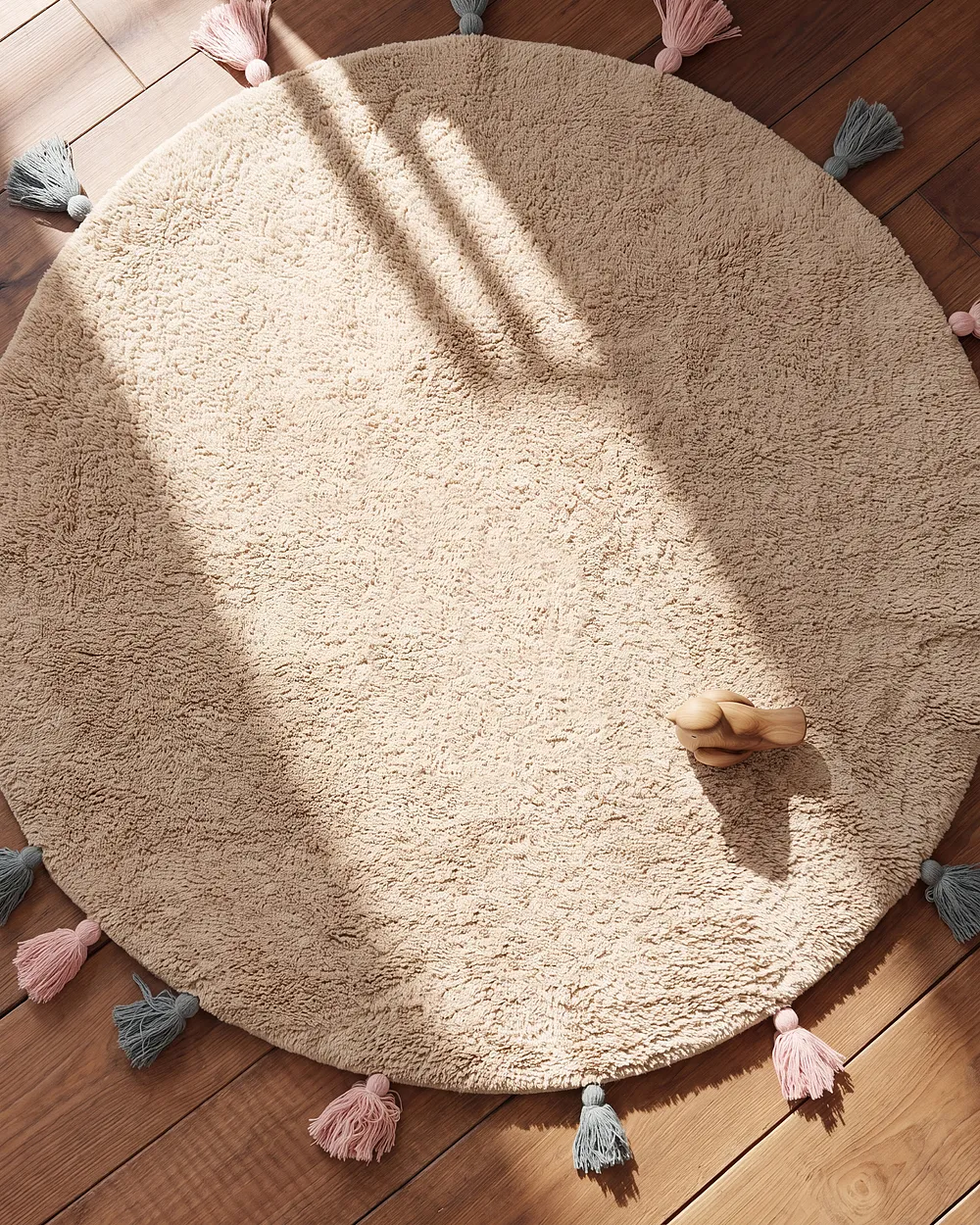 Kids Rug KODINHI  Beige ø 120 cm Cotton_1155062