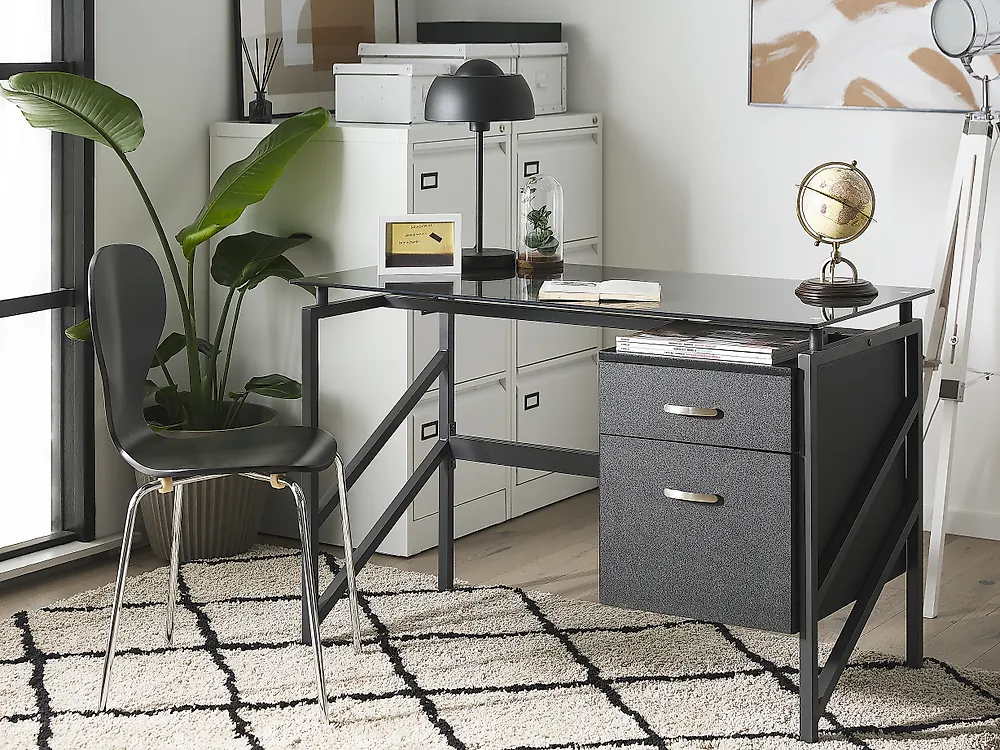 Table de bureau MORITON 117 cm 57 cm avec rangement Noir_1177923