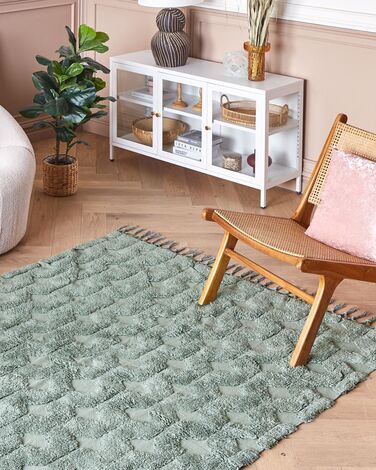 Cotton Area Rug 140 x 200 cm Green KARS