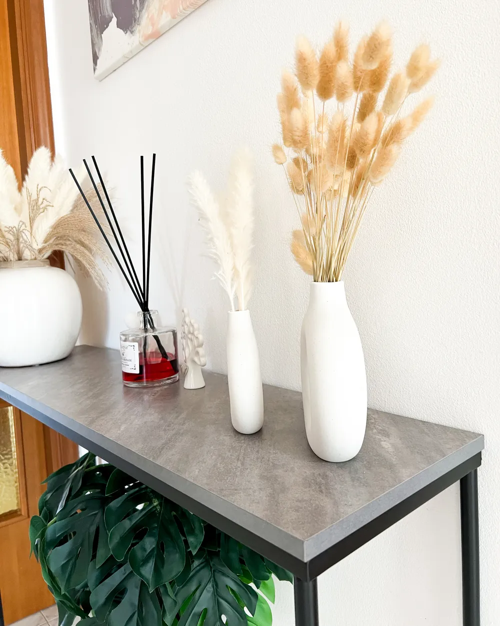Console D'entrée Moderne Style Industriel - Plateau Imitation Bois Foncé, Pieds Métal Noir - Dimensions 100x30x81 Cm