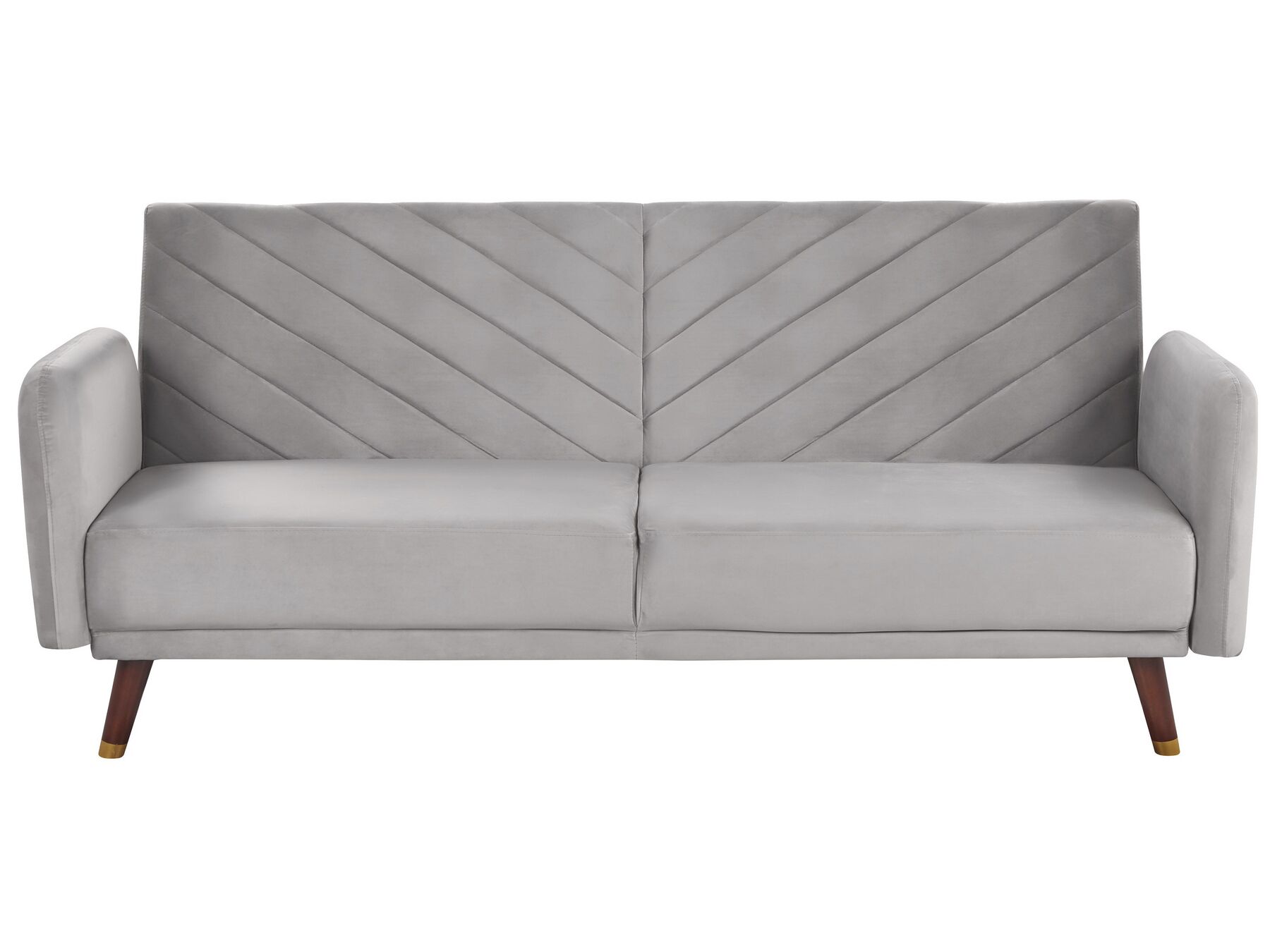 Sofá cama 3 plazas de terciopelo gris claro/madera oscura SENJA_818045