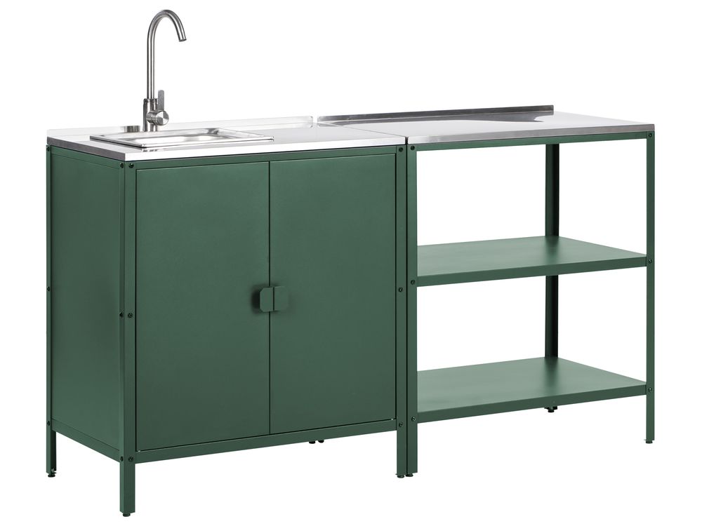2 Piece Outdoor Kitchen Set with Sink VILAMA Green Metal