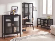 Witryna ze szklaną gablotą GLEORA Metal Czarny_1091165
