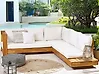 Garden Corner Sofa 5 Seater MARETTIMO Certified Acacia Wood Off-White Right Hand