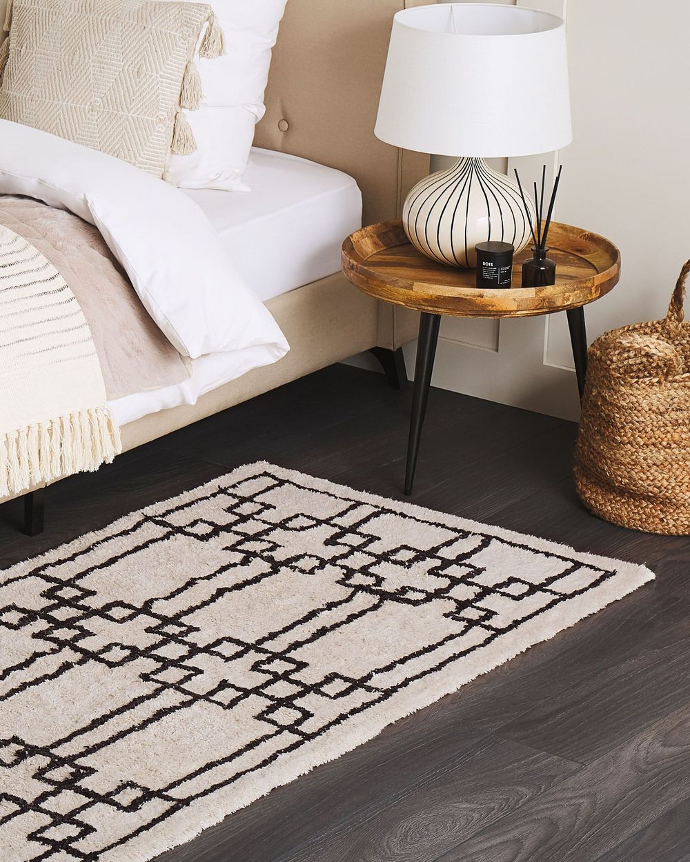 Gulvtæppe TURHAL Beige 80 x 150 cm Bomuld