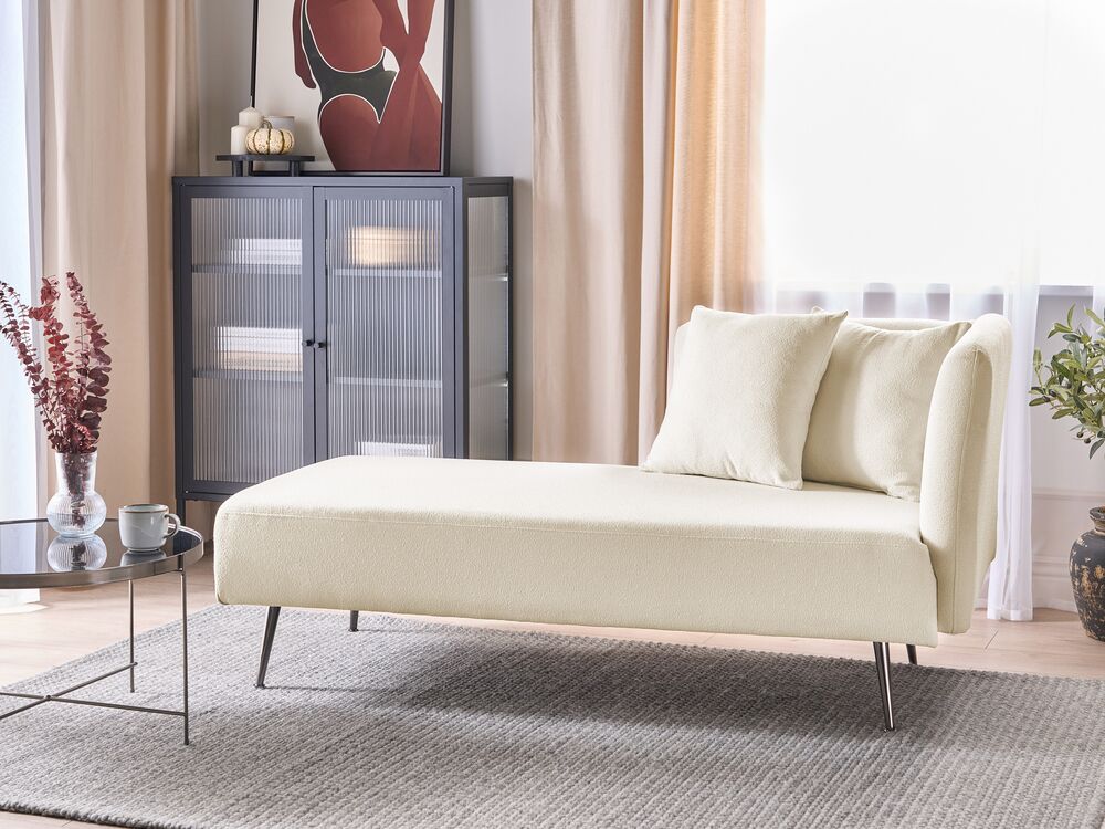 Rechtsseitige Chaiselongue RIOM Bouclé Cremeweiß