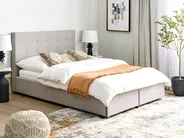 Bed with Storage Drawers LA ROCHELLE Fabric Light Grey 140 x 200 cm (EU Double)_927595