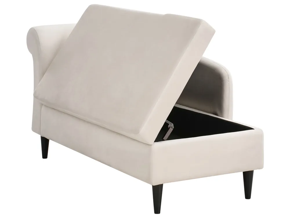 Left-Hand Chaise Longue LUIRO with Storage Velvet Beige_1000664