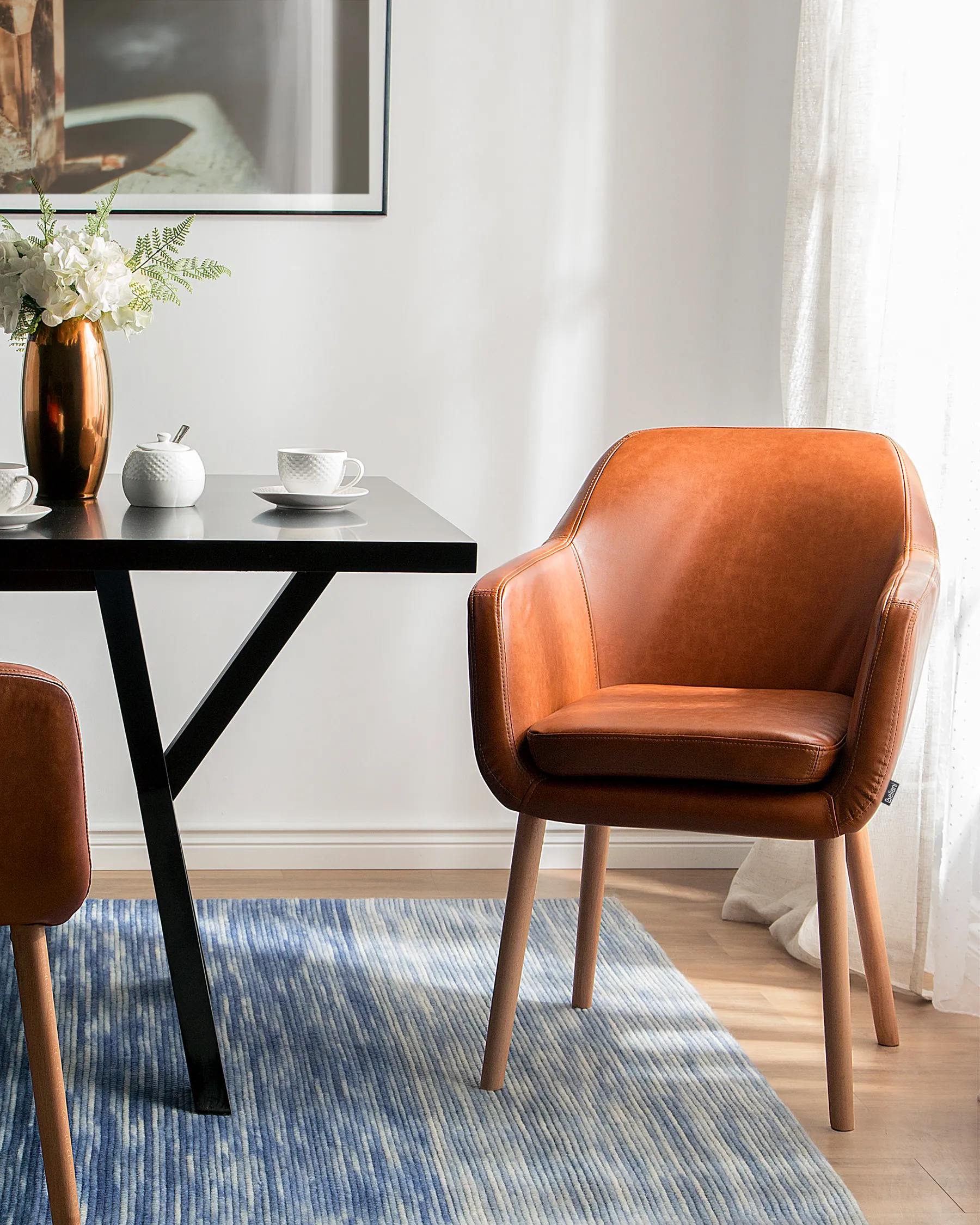 Dining Chair YORKVILLE Faux Leather Golden Brown_1075043