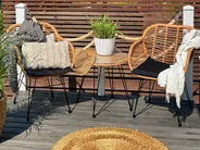Bistro Set with Cushions TROPEA II PE Rattan Natural_812331