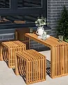 Set of 3 Garden Stools BELLANO Acacia Wood Brown