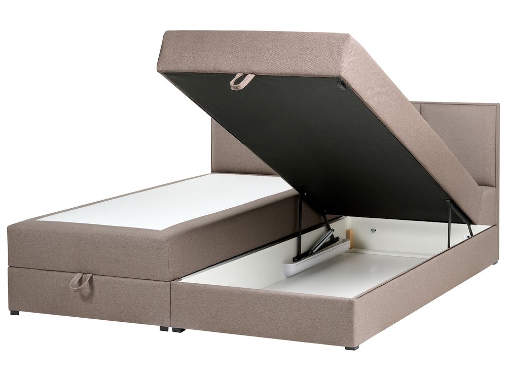 Boxspring met opbergruimte BARONET Stof Taupe 180 x 200 cm