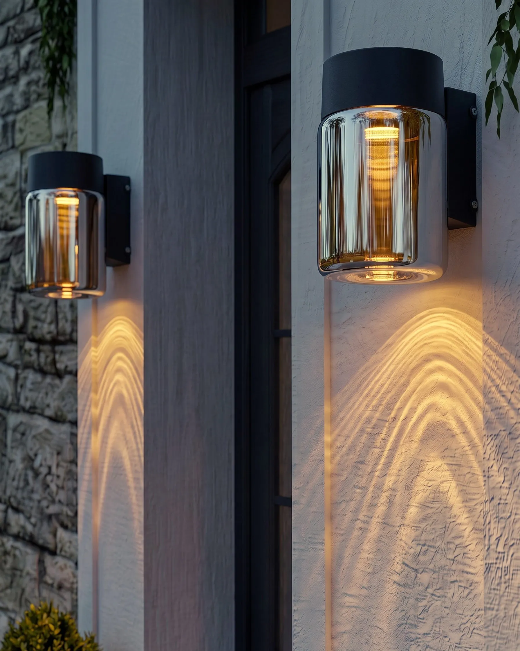 Set di 2 luci da parete da giardino a LED NEVES Nero_1105496