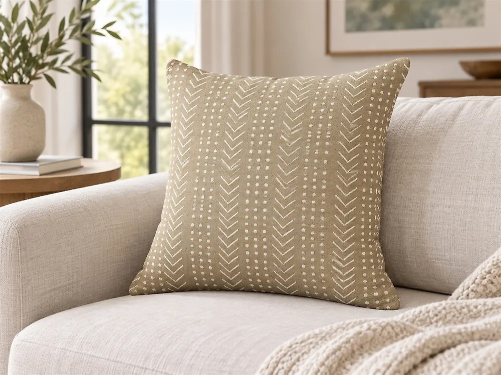 Dekokissen SENECIO 45 x 45 cm Baumwolle Beige Geometrisches Muster
