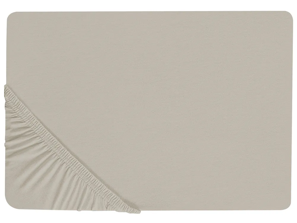 Fitted Sheet JANBU 200 x 200 cm Cotton Taupe_845197