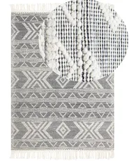 Tappeto PAZAR Nero/Bianco 160 x 230 cm Lana_855569