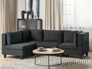 Modular Corner Sofa 4 Seater UNSTAD Fabric Black Right Hand_924717