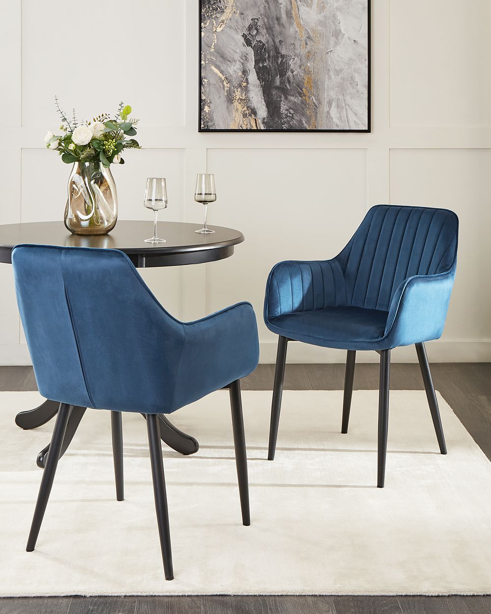 Set di 2 sedie da pranzo WELLSTON Velluto Blu scuro