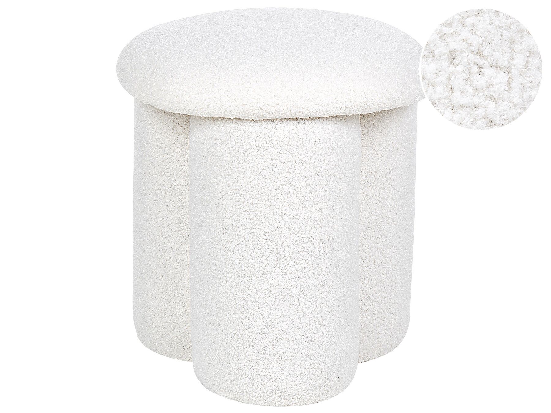 Tamborete em tecido bouclé branco ⌀ 40 cm CARRINGTON_897445