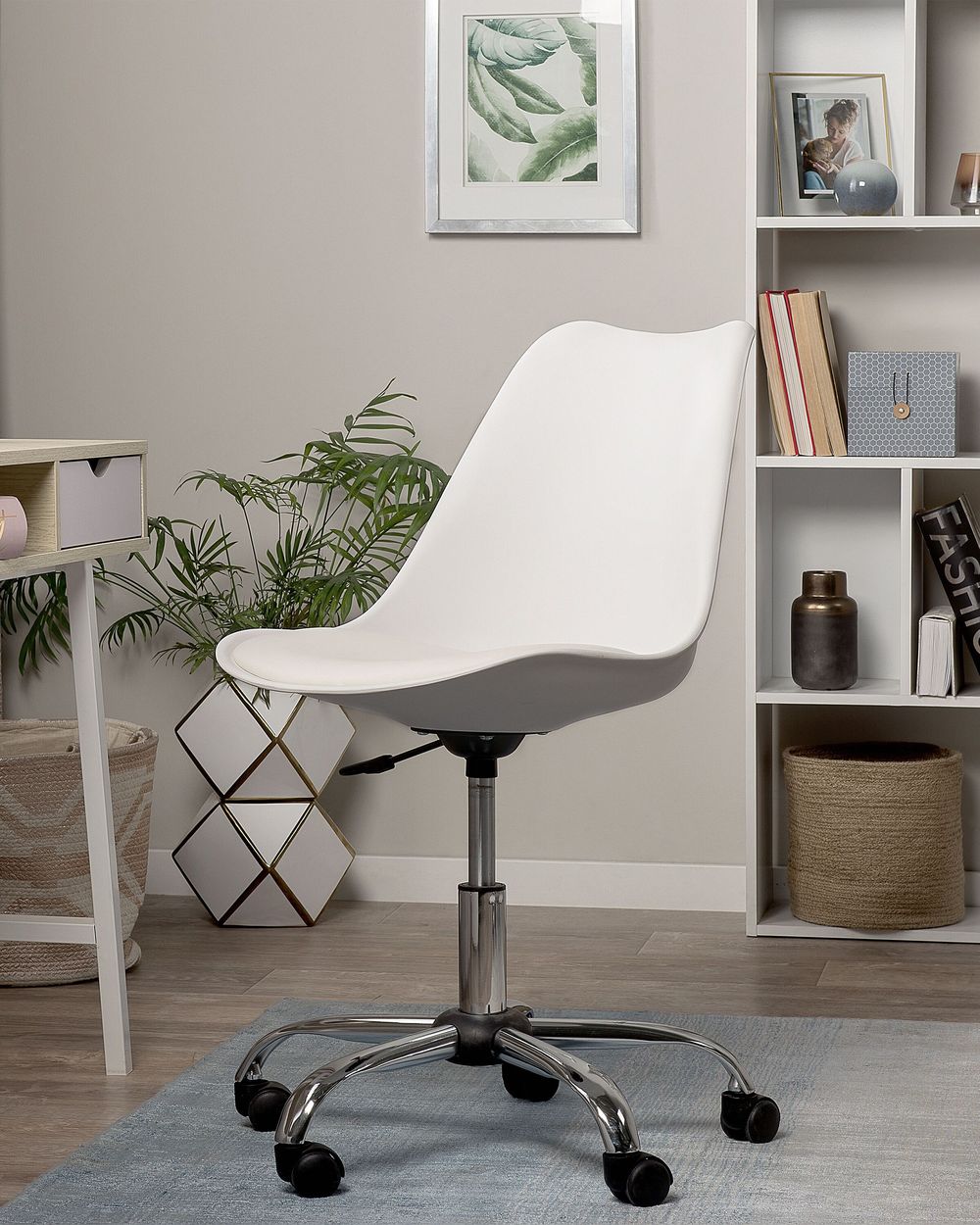 Desk Chair Faux Leather White DAKOTA Beliani