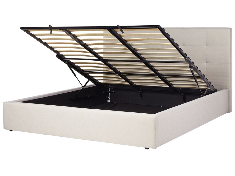 Sommier com arrumação LORIENT Tecido Creme 180 x 200 cm
