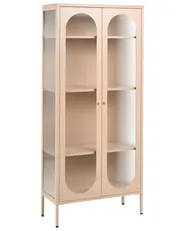Witryna ze szklaną gablotą FOXTON 80 cm Metal Beżowy_1108603