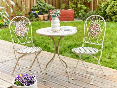 Metal Garden Bistro Set White SPELLO