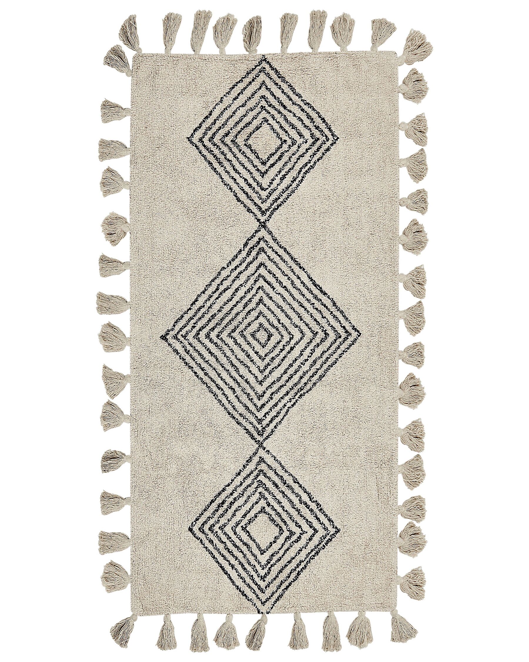 Teppich Baumwolle beige 80 x 150 cm geometrisches Muster Kurzflor BULCUK_839783