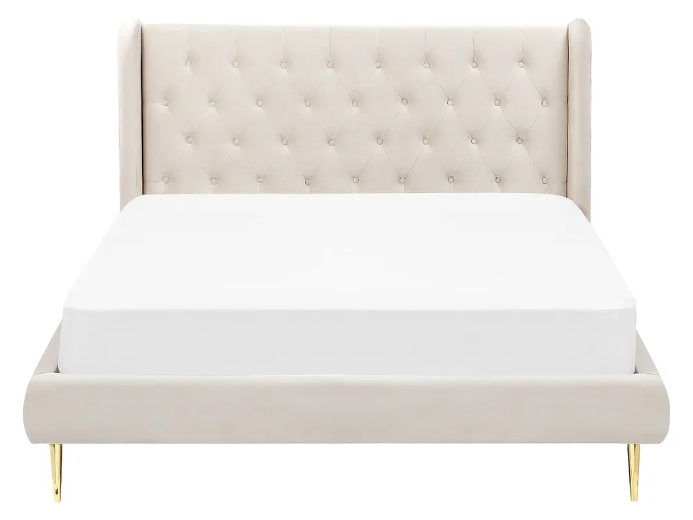 Bett mit Lattenrost Samtstoff FORBACH 160 x 200 cm Beige_843877