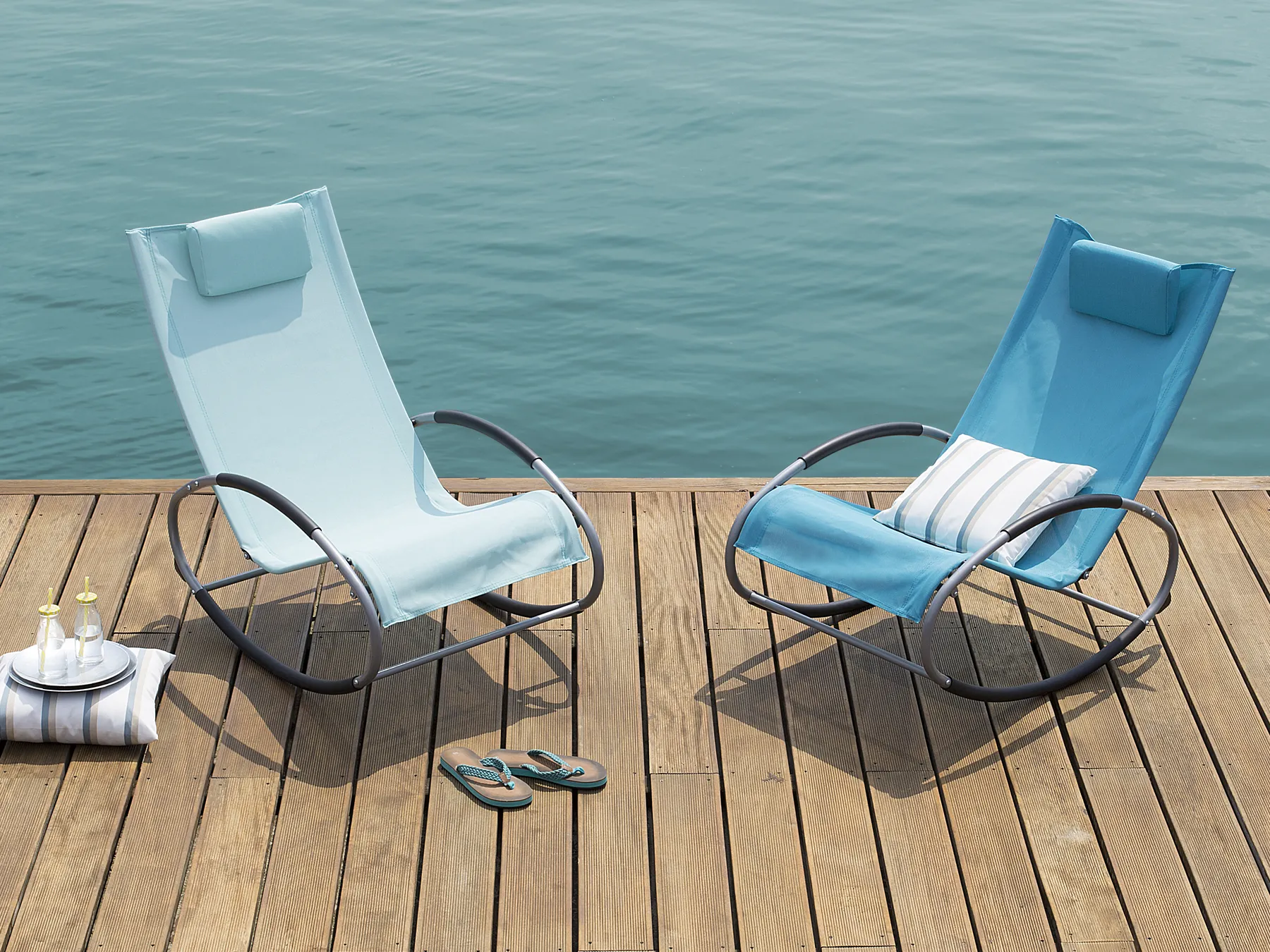 Rocking Sun Lounger CAMPO Metal Turquoise_689277