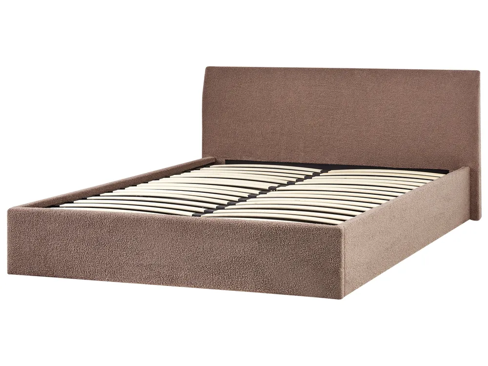 Bett mit Stauraum ORBEY Bouclé Braun 160 x 200 cm_982021