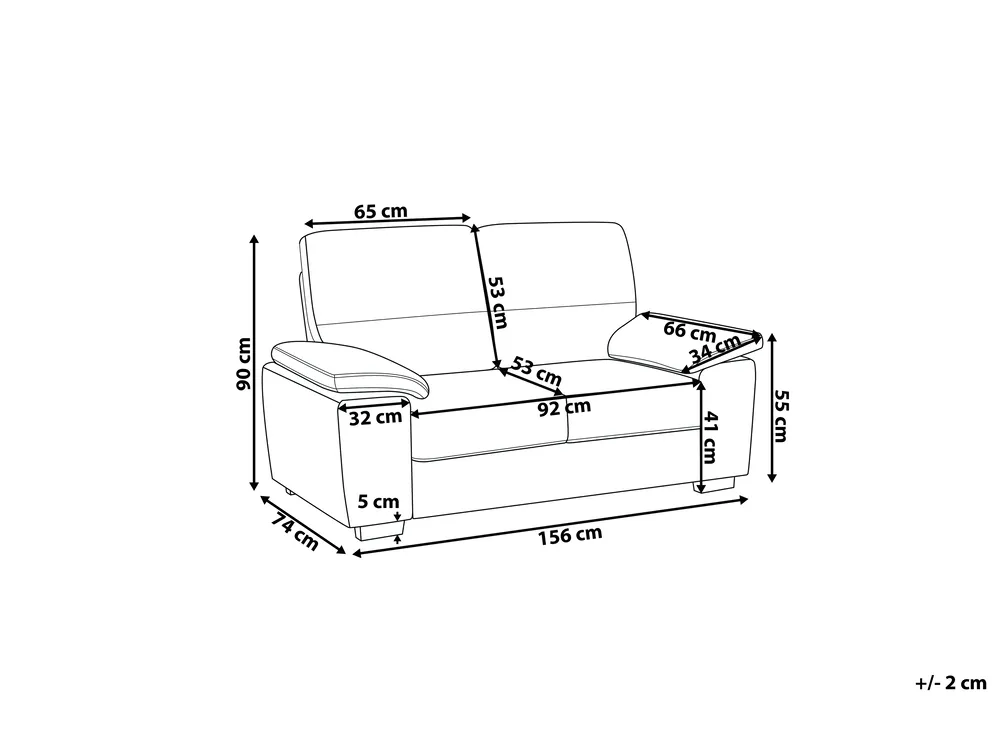 Sofa 2 Seater VOGAR Faux Leather Dark Brown_730256
