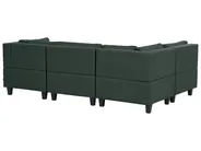 Modular U-Shape Sofa 5 Seater UNSTAD with Ottoman Fabric Dark Green_893417