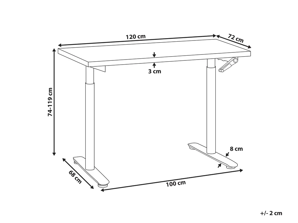 Manual Adjustable Standing Desk DESTINAS 120 cm 72 cm Black_899134