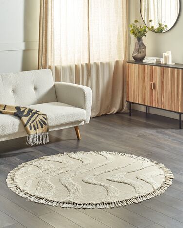 Teppe ø 140 cm bomull beige ARTMAK