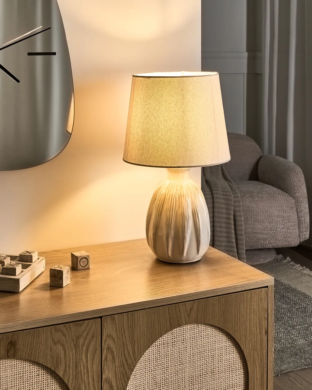 Table Lamp AGUAN Ceramic Light Beige
