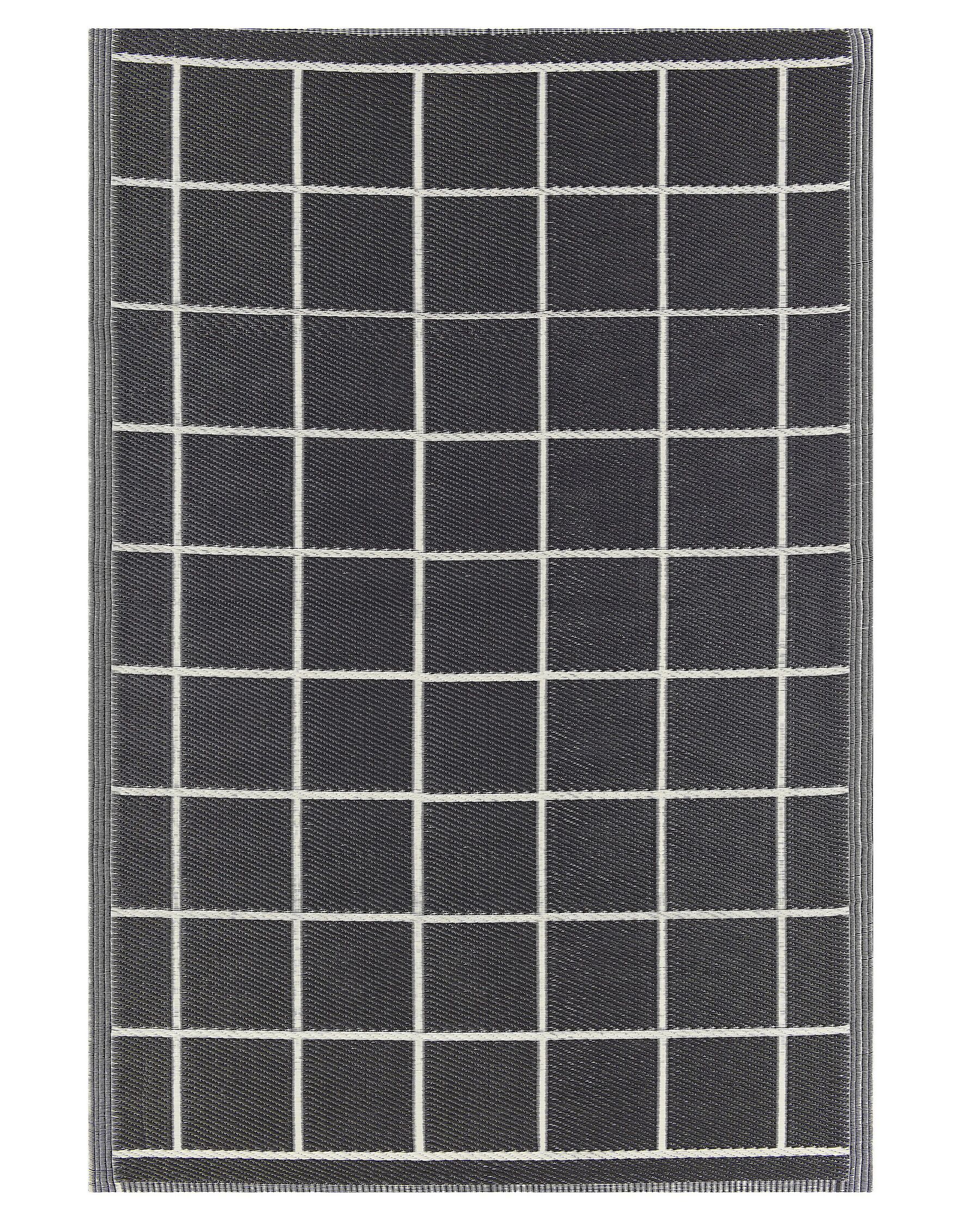 Outdoor Area Rug 120 x 180 cm Black and White RAMPUR_766415