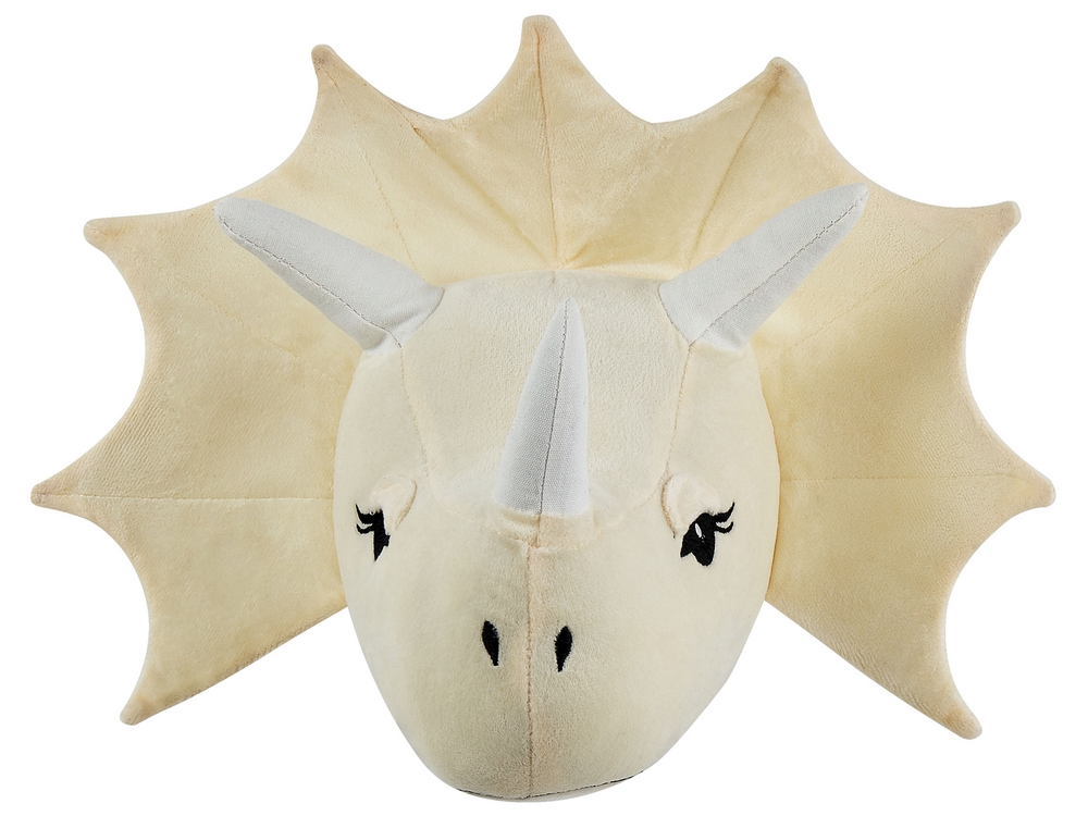 Plush Animal Head Wall Decor Dinosaur Beige REXX Beliani