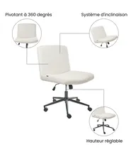 Chaise de bureau GEDDES Velours côtelé Blanc_1074405