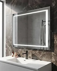 Miroir de salle de bain LED EYRE 80 cm 60 cm Argenté_1179282